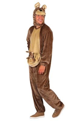 T4070/T4071-M-L braun Känguru Kostüm Kinder Damen Herren 3tlg.Overall-separate Mütze&Baby Gr.M-L Körpergröße ca.165-180 cm - 2