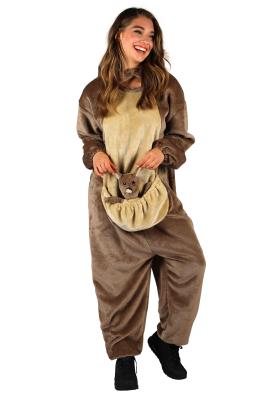 T4070/T4071-XL-XXL braun Känguru Kostüm Damen Herren 3tlg.Overall-separate Mütze&Baby Gr.XL-XXL Körpergröße ca.180-200 cm - 4