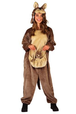 T4070/T4071 braun Känguru Kostüm Kinder Damen Herren 3tlg.Overall-separate Mütze&Baby - 1