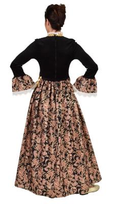 M224119-S lachs-schwarz Damen Rokoko Kleid Kostüm Marquisin Prinzessin Marquise Gr.S=36 - 1