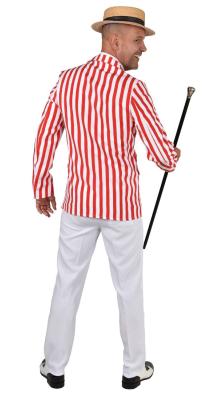 M224241-S rot-weiß Herren Streifen Sakko Charleston Jacke 20er Jahre Gr.S=48 - 1