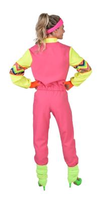 M224150 mehrfarbig neon Damen 80er Jahre Jogginganzug Sportanzug 2 tlg. - 2