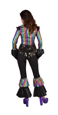 M224185-M schwarz-bunt Damen Disco Anzug Dancing Queen Kostüm Schlagerparty 2tlg.Gr.M=40 - 1