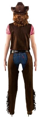 O9760-48-50 braun Damen Cowboy Cowgirl Chaps Wildlederimitat Gr.48-50 - 4