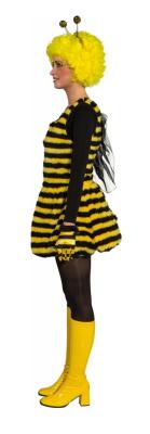 O969D-42 gelb-schwarz Damen Bienen Kostüm Kleid Gr.bis Gr. 42 (Einheitsgröße) - 1