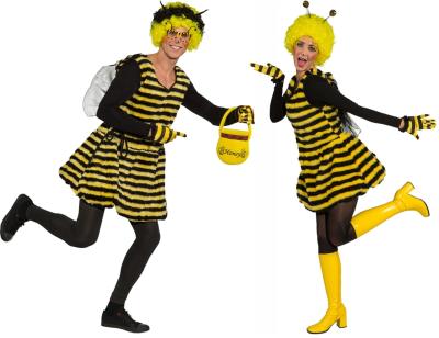 O969 gelb-schwarz Damen Herren Bienen Kostüm Kleid - 0