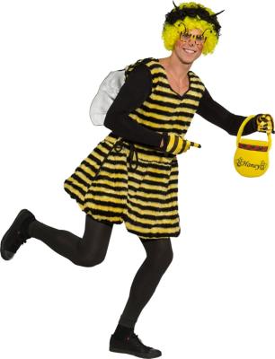 O969 gelb-schwarz Damen Herren Bienen Kostüm Kleid - 3