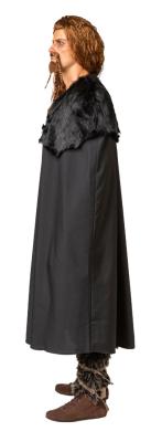 O7843 schwarz Umhang mit Fellbesatz Ritter-Wikinger-Babaren Kostüm Einheitsgröße - 1
