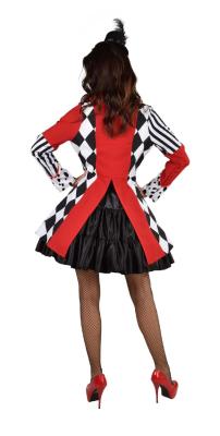 M224161-S rot-weiß-schwarz Damen Pantomimme Mantel Jacke Kartenspiel Clown Gr.S=36 - 1