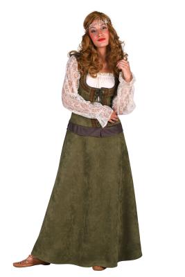 T3791 Damen Maid Marian Robin Hood Burgfrau Kostüm Kleid - 0