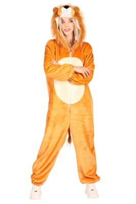 T4054/T4055/T4056-M-L beige Löwen Kostüm Overall Jugendliche Damen Herren Gr.M-L Körpergröße ca.165-180 cm - 1