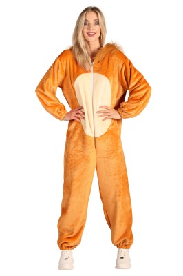 T4054/T4055/T4056-M-L beige Löwen Kostüm Overall Jugendliche Damen Herren Gr.M-L Körpergröße ca.165-180 cm - 2