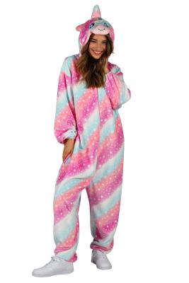 T4060/T4061/T4062-XS-S bunt Einhorn Kostüm Overall Jugendliche Damen Herren Gr.XS-S Körpergröße ca.150-165 cm - 3