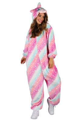 T4060/T4061/T4062-XL-XXL bunt Einhorn Kostüm Overall Damen Herren Gr.XL-XXL Körpergröße ca.180-200 cm - 4