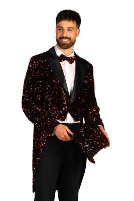 T4252-0501-XXXL rot-schwarz Herren Pailletten Frack-Jacke Broadway Gr.XXXL=64 - 2