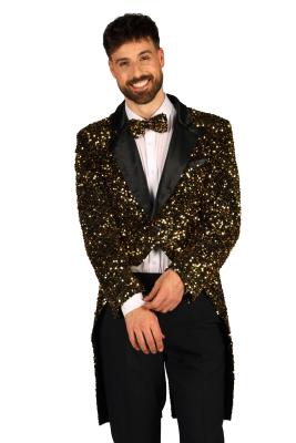 T4252-1401-M gold-schwarz Herren Pailletten Frack-Jacke Broadway Gr.M=50 - 1
