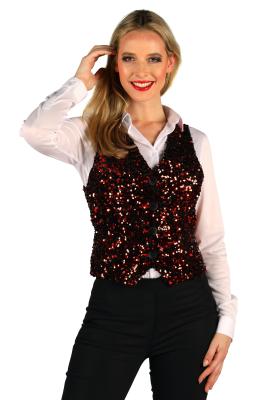 T4253-0501-M rot-schwarz Damen Pailletten Weste West End Gr.M=40 - 2