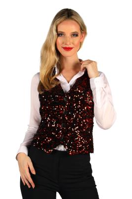 T4253-0501-XXXL rot-schwarz Damen Pailletten Weste West End Gr.XXXL=54 - 1