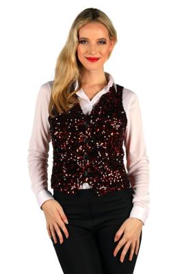 T4253-0501-XXXL rot-schwarz Damen Pailletten Weste West End Gr.XXXL=54 - 3