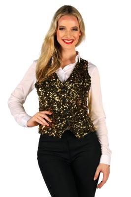 T4253-1401-L gold-schwarz Damen Pailletten Weste West End Gr.L=42 - 4