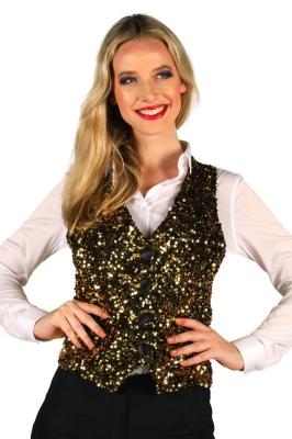 T4253-1401-XXL gold-schwarz Damen Pailletten Weste West End Gr.XXL=50 - 3