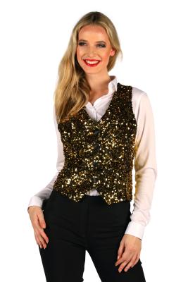 T4253-1401-XXXL gold-schwarz Damen Pailletten Weste West End Gr.XXXL=54 - 1