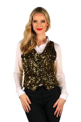 T4253-1401 gold-schwarz Damen Pailletten Weste West End - 0