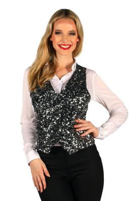 T4253-1701-XL silber-schwarz Damen Pailletten Weste West End Gr.XL=46 - 4