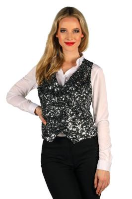 T4253-1701 silber-schwarz Damen Pailletten Weste West End - 1