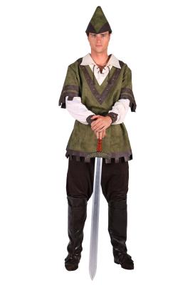 T3789 grün Herren Robin Hood Jäger Kostüm 3 tlg.Oberteil,Gürtel und Mütze - 0