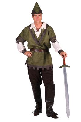 T3789 grün Herren Robin Hood Jäger Kostüm 3 tlg.Oberteil,Gürtel und Mütze - 1