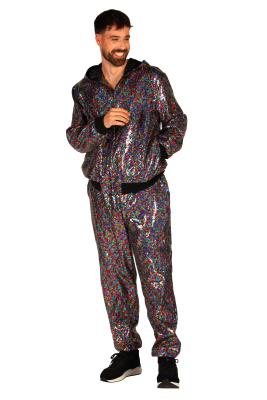 T4189-9900-S-M bunt Herren Rapper Kostüm 80-90er Jahre Jogginganzug Sportanzug Gr.S-M=48-50 - 2
