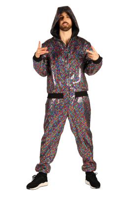 T4189-9900-L-XL bunt Herren Rapper Kostüm 80-90er Jahre Jogginganzug Sportanzug Gr.L-XL=52-56 - 1