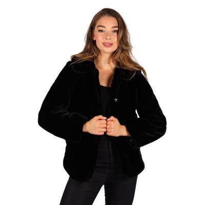 T4129-0100-XL-XXL schwarz Damen Pelzjacke Pelzmantel Plüschjacke Plüschmantel Gr.XL-XXL=46-50 - 2