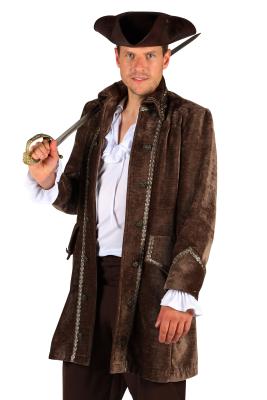 T4015-1300-XXL braun Herren Piraten Jacke lang Barock Mantel Gr.XXL=60 - 1