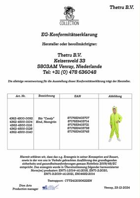 T4361/T4362/T4363-4500-116 neon-grün Bärenkostüm Candy Baby Kinder Gr.116 Körpergröße ca.116 cm - 3