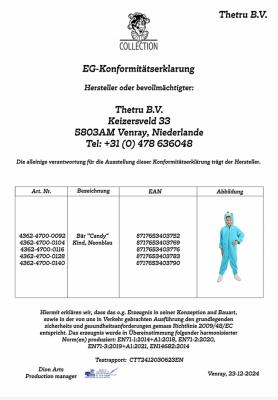 T4361/T4362/T4363-4700-140 neon-blau Bärenkostüm Candy Baby Kinder Gr.140 Körpergröße ca.140 cm - 4