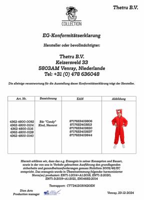 T4361/T4362/T4363-4800 neon-rot Bärenkostüm Candy Baby Kinder - 3