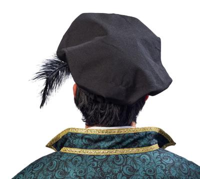 O23509 schwarz Barett mit Feder Kopfweite 59 - 1