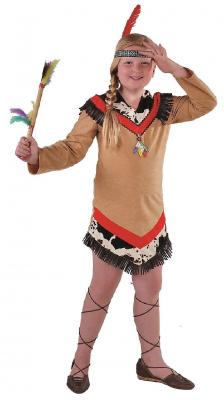 M215005-104 braun-rot Kinder Indianerin Apachenkleid Gr.104 - 1