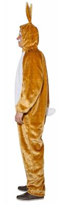 O826-175-190 braun-weiß Damen Herren Hasen Kostüm Bunny Overall Gr.175-190 - 1
