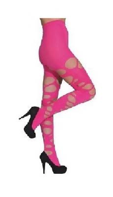 O41051 pink Damen Lochstrumpfhose Punkerin Hippie Kostüm