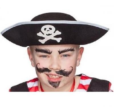 O23210 schwarz Kinder Mädchen Junge Seeräuber-Piratenhut - 0