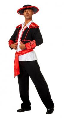 W5269-50 schwarz-rot-weiß Herren Torero-Stierkämpfer-Spanier Kostüm Gr.50 - 1