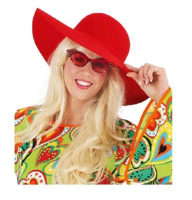 O47562-18 rot Damen Herren Hippie Brille Spaßbrille - 1