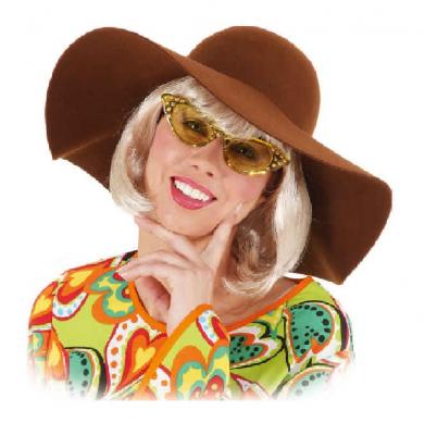 O47562-25 gelb Damen Herren Hippie Brille Spaßbrille - 1