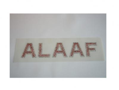 Ma193119 silber-rot Straßbügelbild Schriftzug Alaaf