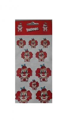 Ma223755 rot-weiß Clownkopf Tattoos