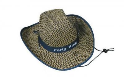 830900 Erfurth beige-blau Herren Cowboy-Partyhut - 0