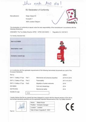 M214066-140-A Kinder Mädchen Junge Rennfahrer Kostüm-Overall Gr.140 - 1